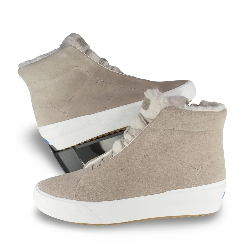 Keds Remi Mid Suede Sherpa Sneakers Womens 10 Taupe WH68101 Casual Mid Top Shoes